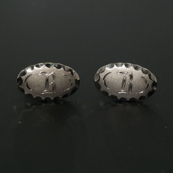 Sarah Coventry Silver Tone Cufflinks Monogram B Vintage 1960s Jewelry - Picture 2 of 8
